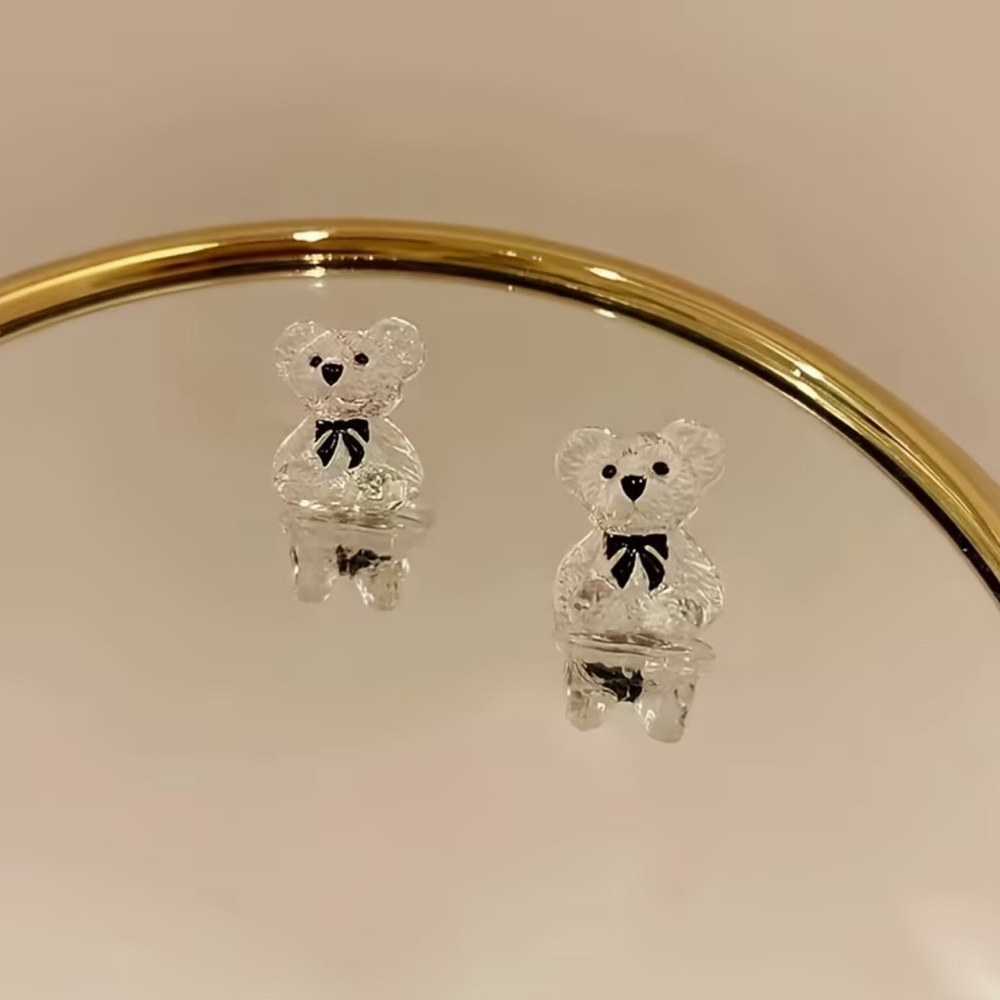 NEW Elegant Clear Bear Earrings. Unique Bear Earrings. Cute Birthday Gift 🐻 - Picture 8 of 8